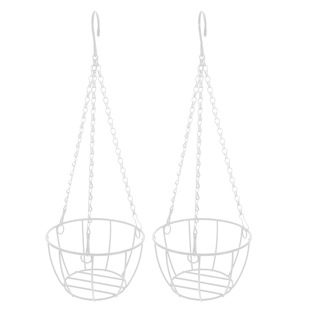 

2 шт. железная подвесная корзина: минималистичный металлический держатель для цветочного горшка для балкона, патио, уличная декоративная стойка для цветов, садовая проволока