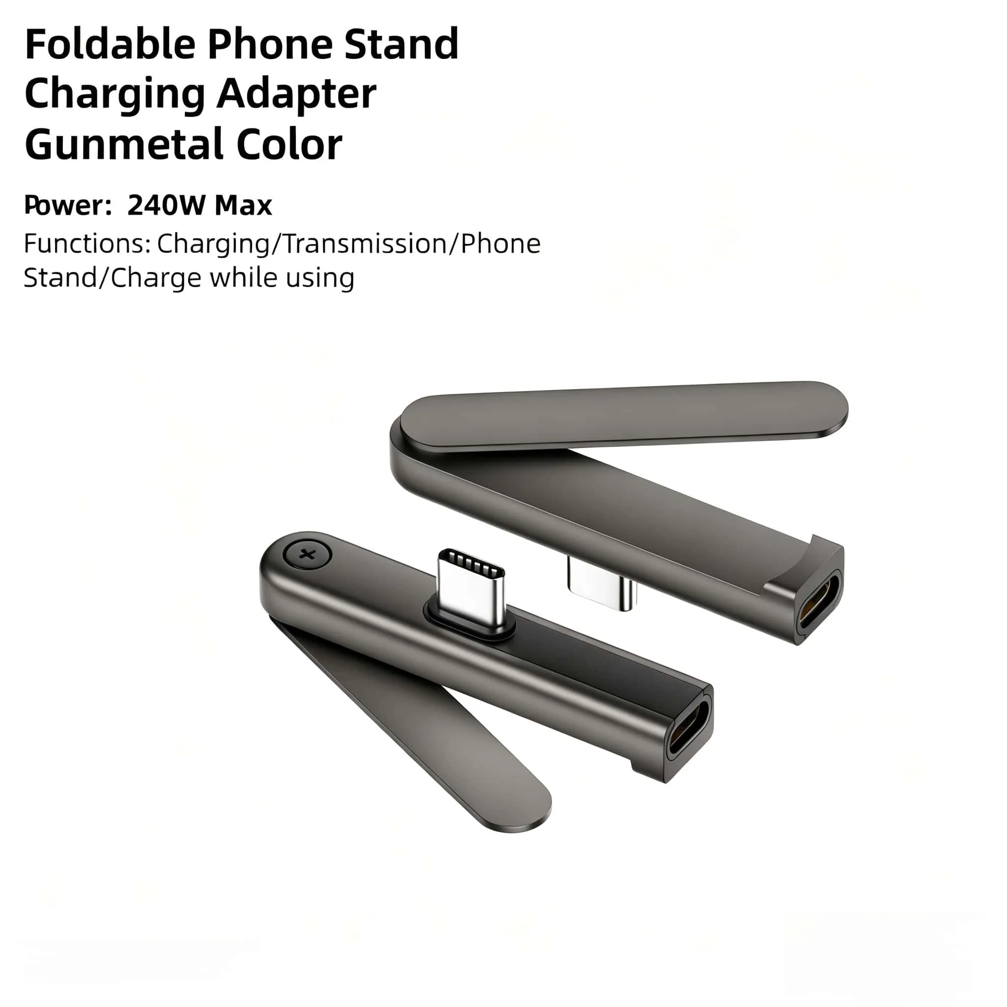 240W PD Fast Charging Type-C Male to Female Adapter with Phone Stand For iPhone Samsung Xiaomi OTG USB2.0 Data Sync Converter