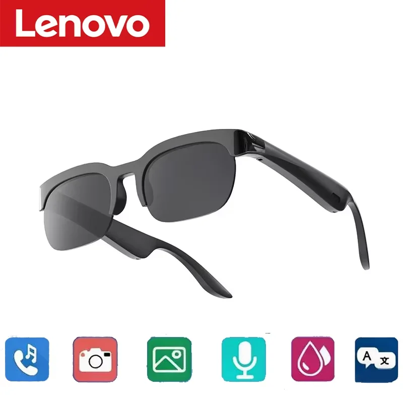 Lenovo Smart-Brille mit 1600W Kamera, 8K-Aufnahme, KI-Echtzeit-Übersetzung, Bluetooth 5.4 Kopfhörer, Anrufaufzeichnung, Musik-Sonnenbrille