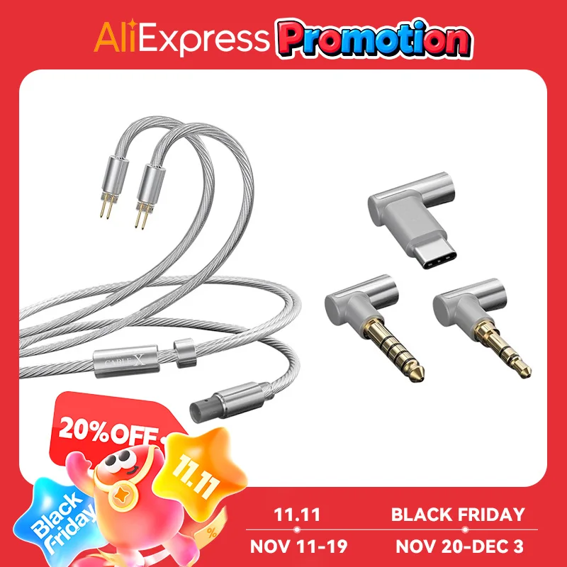 كابل ترقية من سبائك النحاس الفضي Tanchjim ، كابل سماعة الرأس ، 3 مقابس قابلة للتبديل ، X