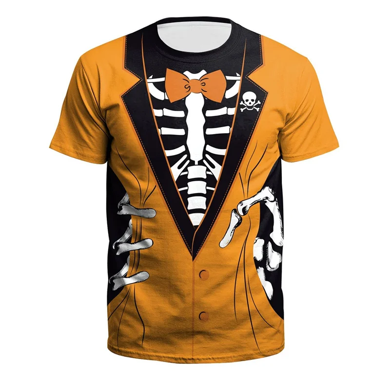 3D Printed Halloween Skeleton T Shirt For Men New In Tuxedo Cosplay Costume Tee Shirt Tops Mens Short Sleeves Plus Size T Shirts