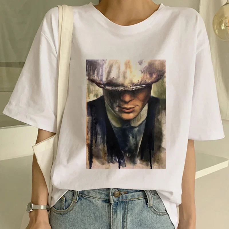女性用ピキーブラインダーズTシャツ,半袖グラフィックTシャツ,クラシックなストリートウェア,ファッショナブル