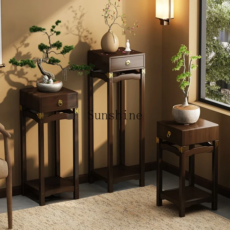 

New Chinese living room floor-to-ceiling ornaments flower stand non-solid wood multi-functional flower pot stand