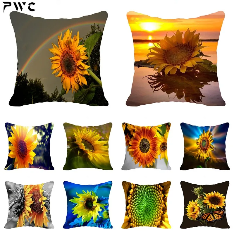 

Sunflower printed pattern cushion cover for home living room sofa car decoration throw pillow pillowcase