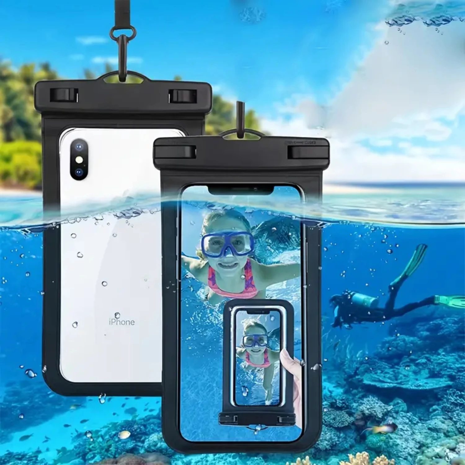 Waterproof and Durable Universal Phone Case - Extra Protection IPX8 Waterproof Phone Pouch for iPhone 13, 12, 11 Pro Max - Fits