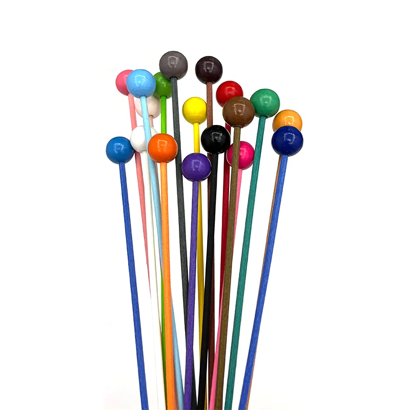 Juego de varillas de caña de bolas de madera de colores, accesorios de aromaterapia para difusor de fragancias para el hogar, decoración artesanal, 10 Uds.