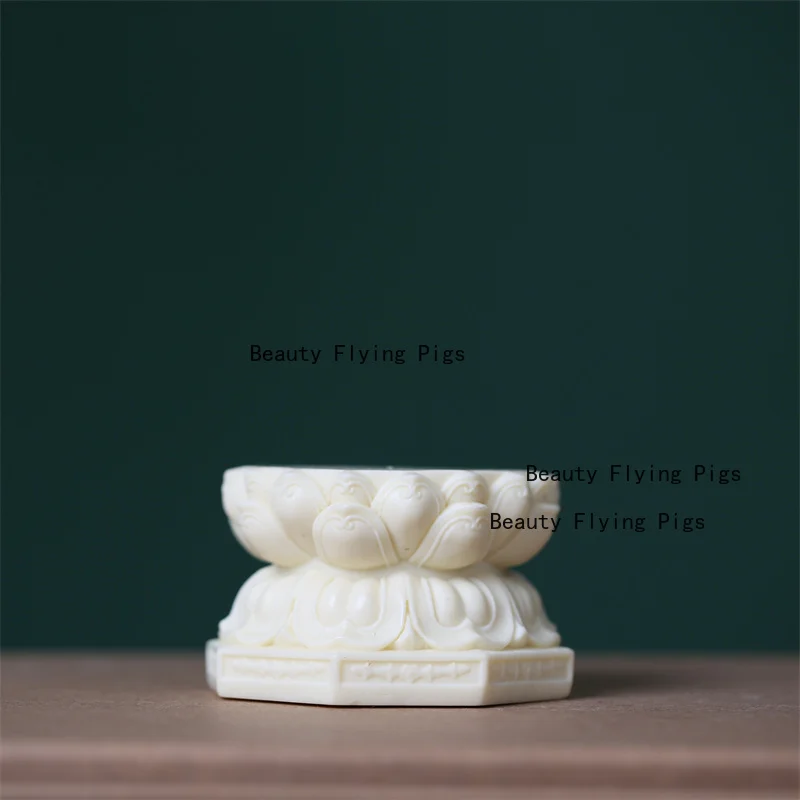 Ivory Fruit Powder Base Lotus Base Buddha Statue Lotus Base Ivory Fruit Powder Handicrafts Home Decoration Chinese Style