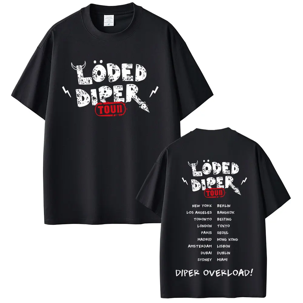 

Limited Loded Diper Diper Overload Tour T Shirt Men Women Vintage Rock Oversized T-shirt Men's Casual Cotton T-shirts Streetwear