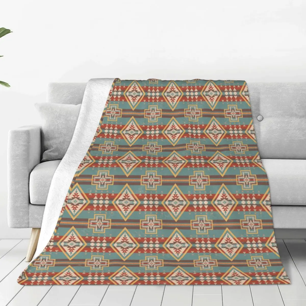 Custom Bohemian Wallpaper Blanket Soft Fleece Spring Autumn Warm Flannel Throw Blankets for Sofa Outdoor Bedding Bedspread