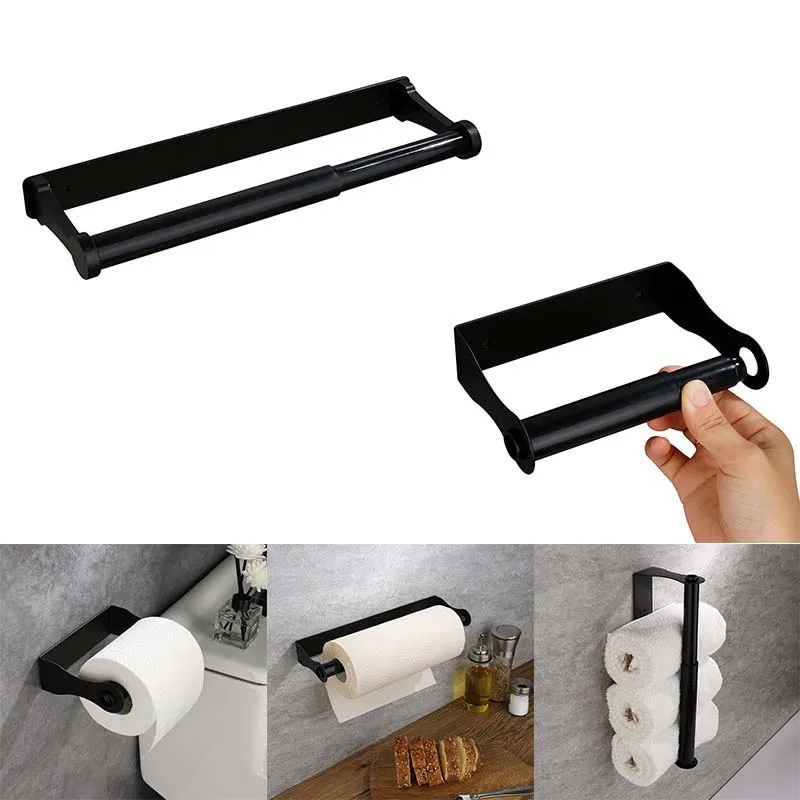 

Space Aluminum Black Gold Square Cabinet, Kitchen Tissue Holder, Toilet Roll Holder, Non Perforated Toilet Paper Holder