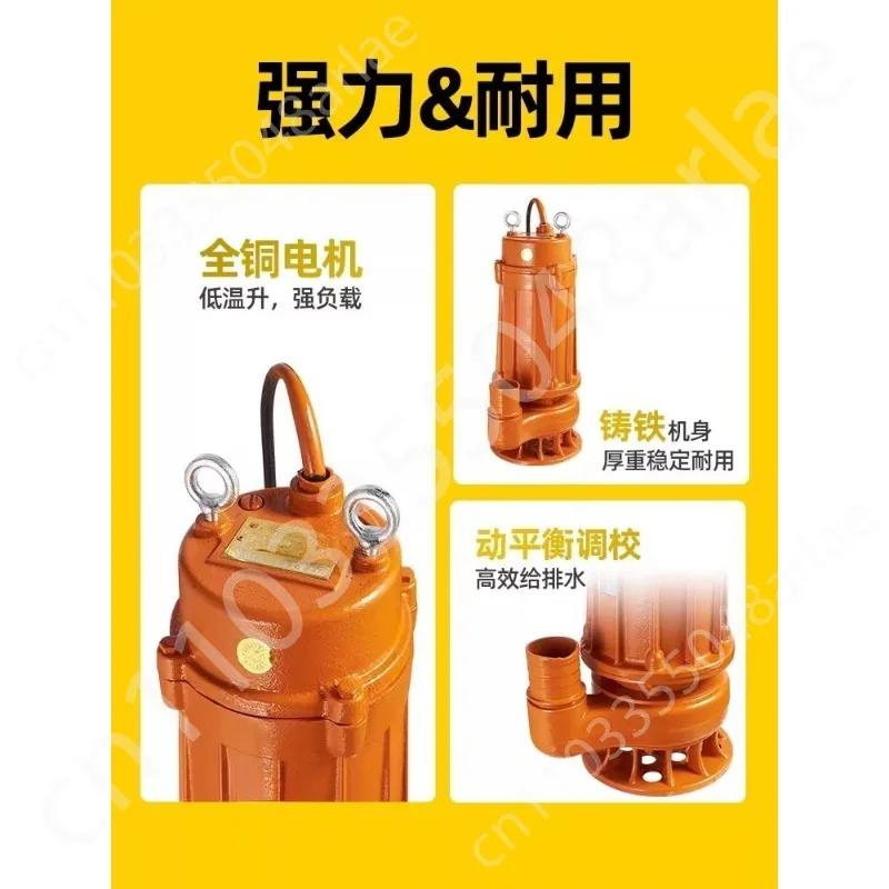 

2 Inch Submersible Sewage Pump 220V Small Wastewater Drainage Pump for Sludge Feces Mud, Industrial & Home Use Water Transfer