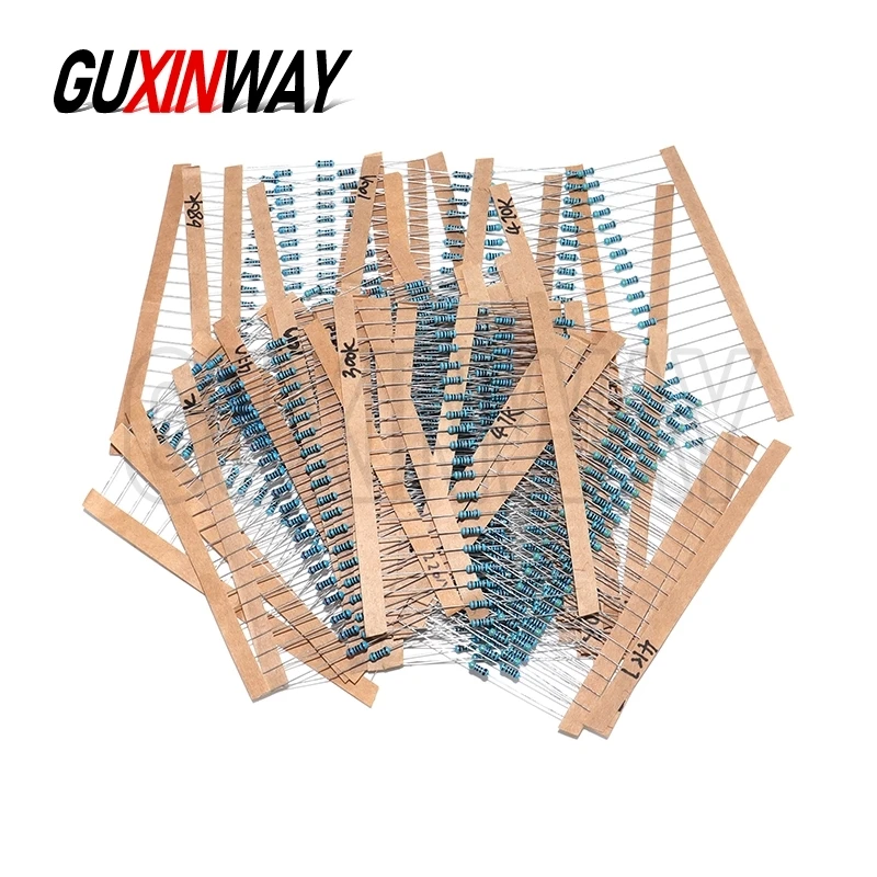 30 видов сопротивления 1/4 Вт, 1% комплект металлопленочных резисторов, набор резисторов 1 К, 10 К, 100 К, 220 Ом, 1 м