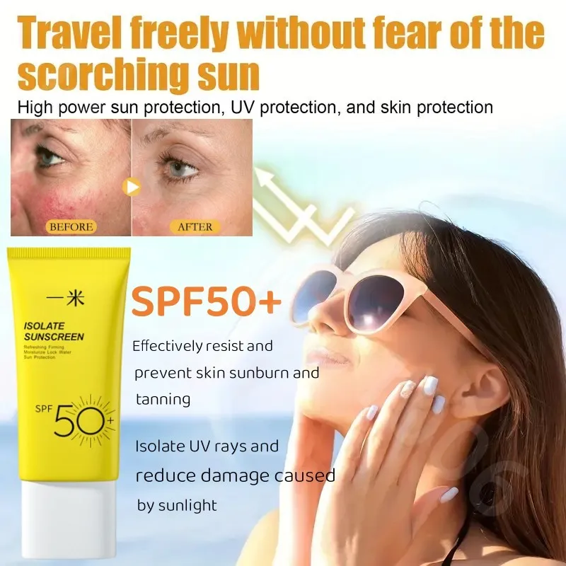 Women's Facial Sunscreen SPF 50+ UV Protection Waterproof Anti-sweat Beach Outdoor UV Isolation Makeup Korean Sunscreen