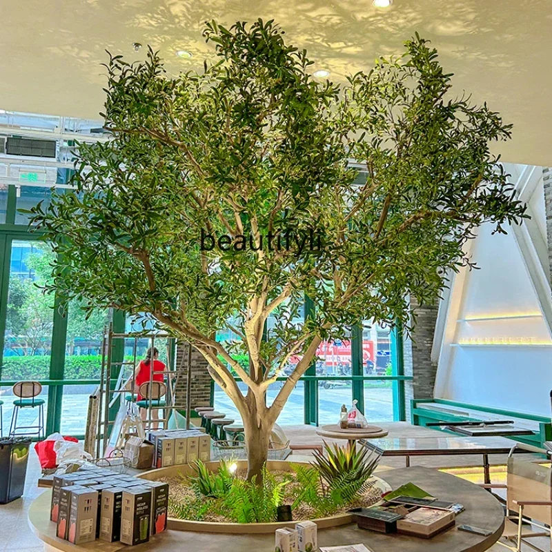 

Simulation Olive Tree Large on-the-Ground Green Plant Landscape Bionic Fake Trees Decorative Showcase Landscape