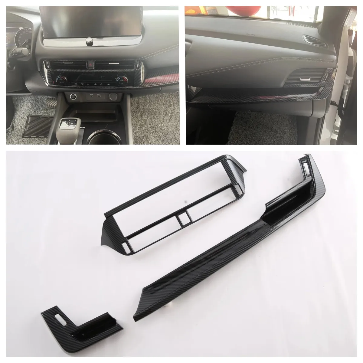 

For Nissan Qashqai J12 2022 2023 2024 Front Center Console Trim Strips Dashboard AC Air Outlet Vent Frame Cover Car Accessories