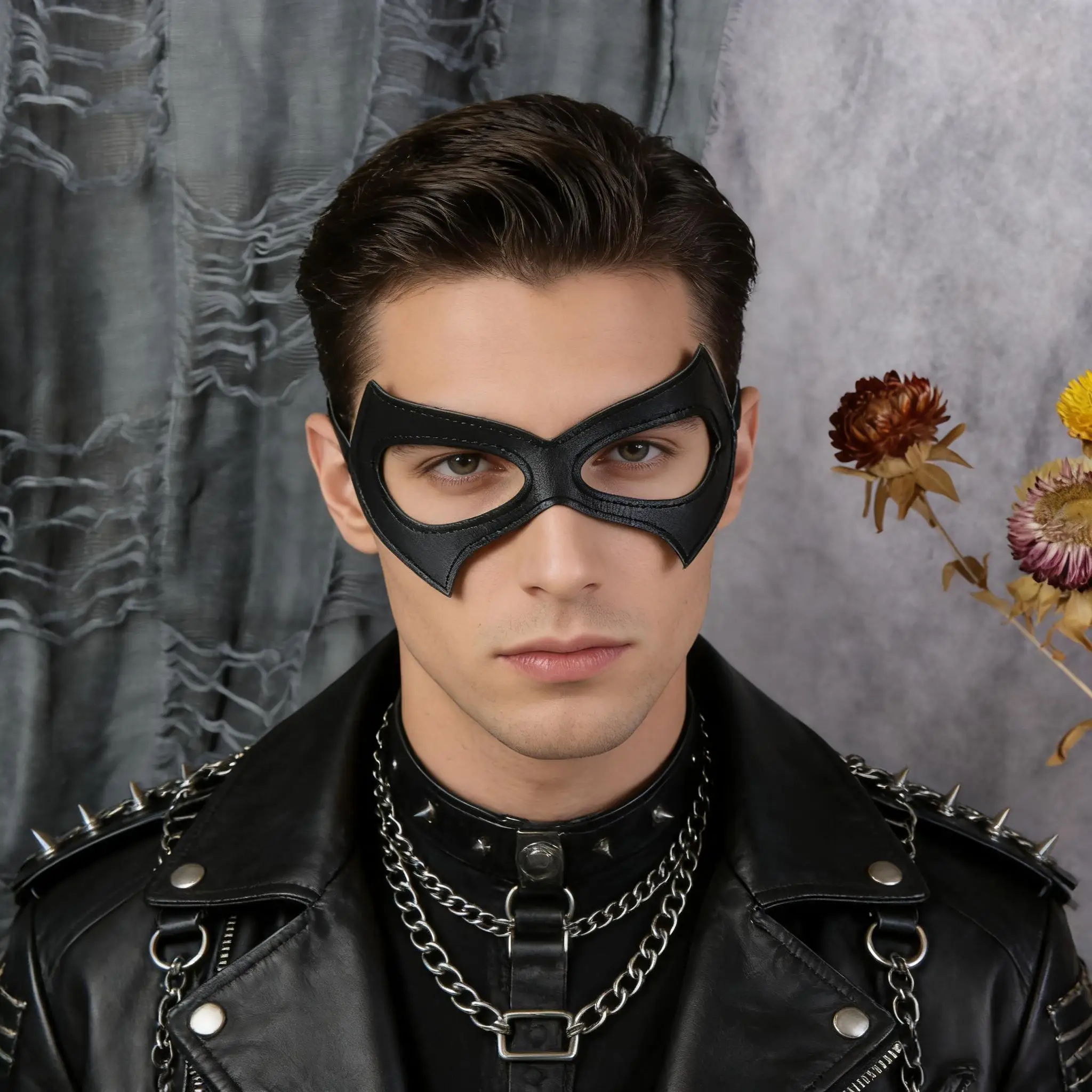 Holiday Dress-Up PU Leather Mask, Cosplay Prop, Masquerade Party Face Cover, Catwoman Mask