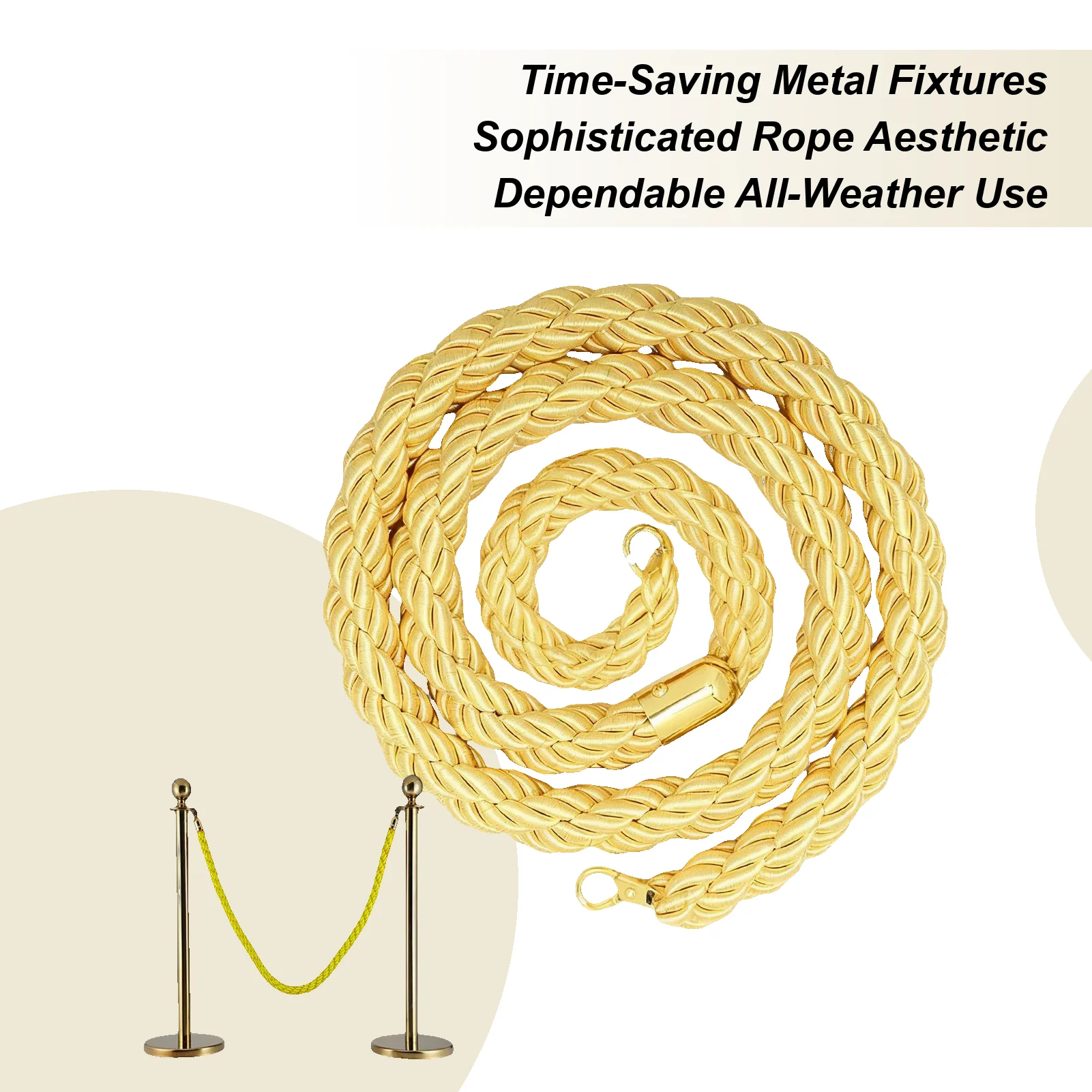 

Stanchion Rope 4.9ft Twisted Party Safety Supplies Wedding Barrier Rope For Security Personnel Retail Stores Hotel Restaurant