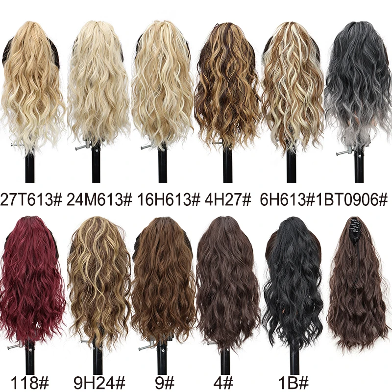 14Inch Synthetic Chic Water Wave Claw Clip Ponytail Hair Extension for Women Short Curly Claw Clip in Hairpiece