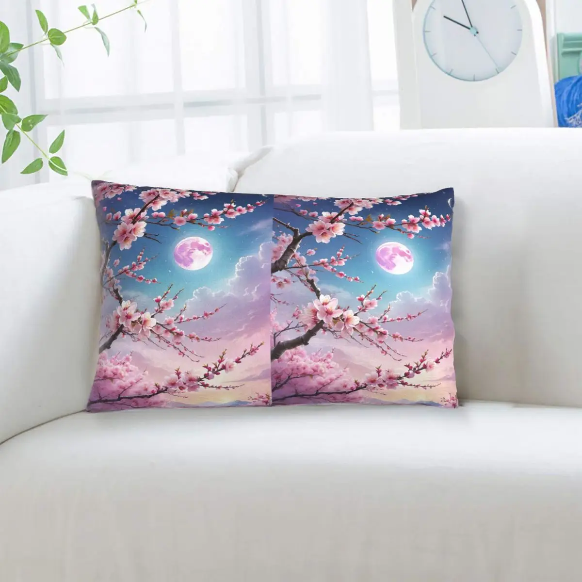 Sakura Cherry Blossom Japanese Flowers Rectangle Pillowcase Cushion Cover Decorative Bedroom Bed Home Comfort Throw Pillow