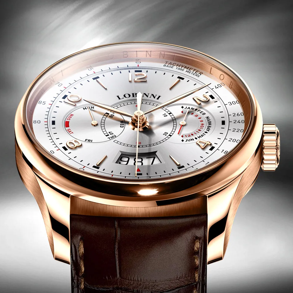 LOBINNI High Quality Functional Date Dial Automatic Wrist Watch For Men Luxury Waterproof Men's Mechanical Watch MIYOTA 9122