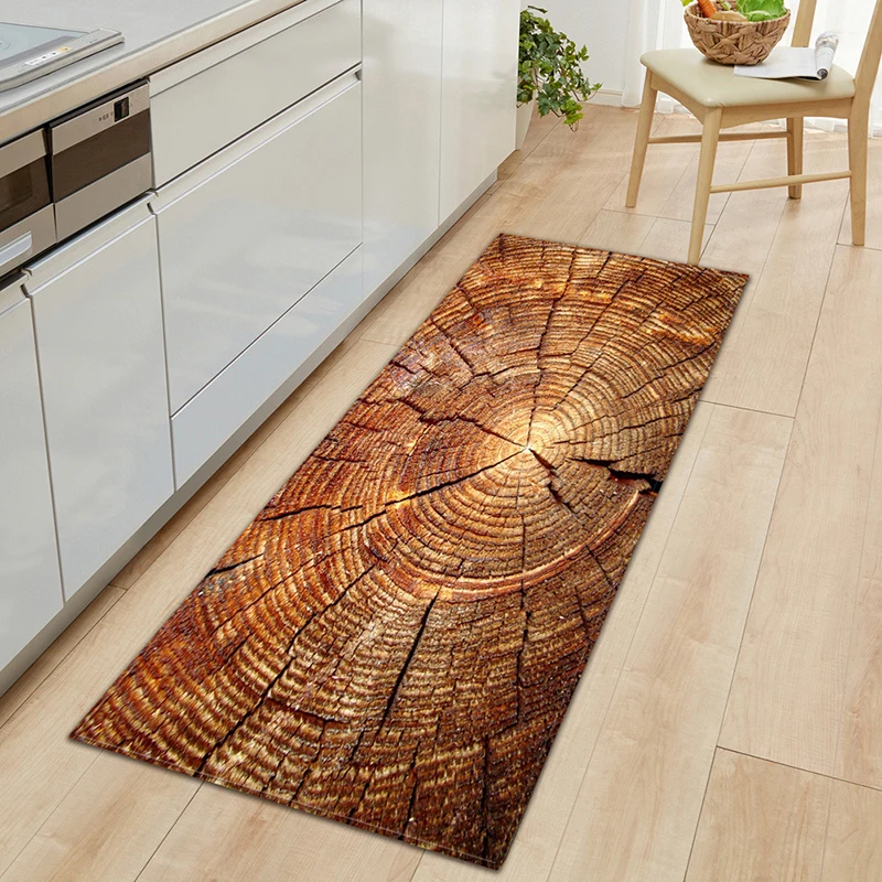 Geometric Wood Grain Kitchen Mat Floor Mat Carpet Door Mats Entrance Non-Slip Floor Rug for Living Rooms Kitchen Rug Carpet