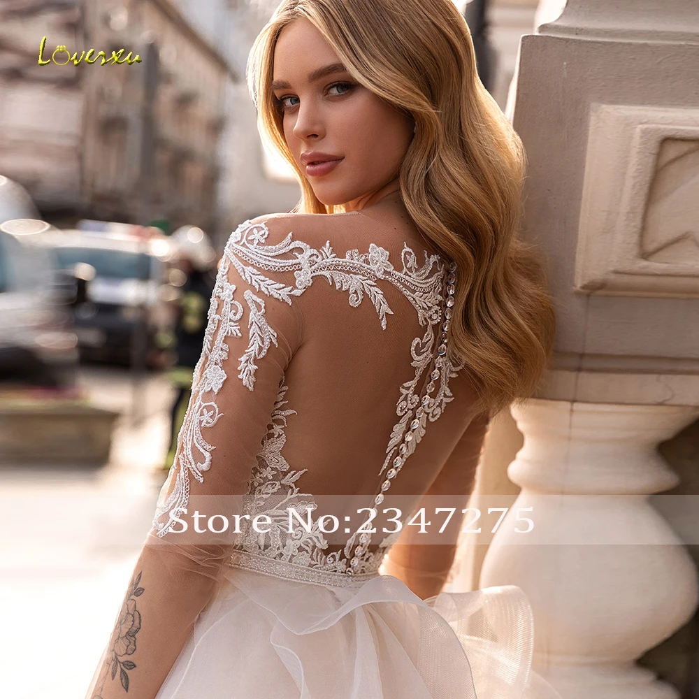 Loverxu Mermaid Wedding Dresses 2024 Sweetheart Long Sleeve Vestido De Novia Appliques Detachable Train Ruffles Robe De Mariee