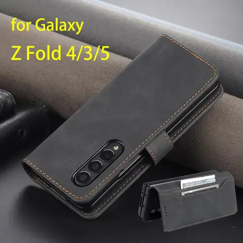 Leather Fitted Case for Samsung Galaxy Z Fold ZFold 5 4 3 6 7 Fold4 Fold5 5G Phone Bags Card Slots Wallet Holster Fundas Coque