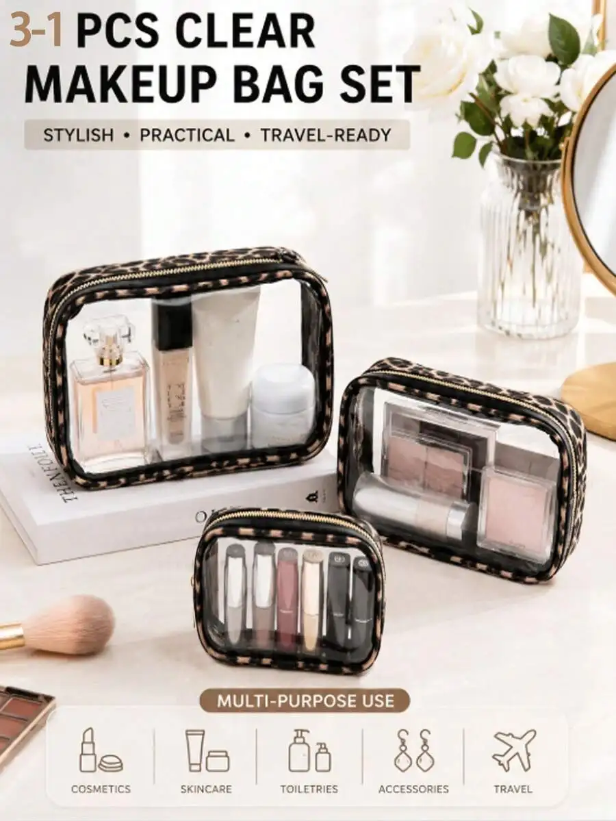 

1pc Multi-Functional Travel Organizer Bag, PU Leather Waterproof Cosmetic Bag, Large Capacity Double-Layer Makeup Bag, Toiletry