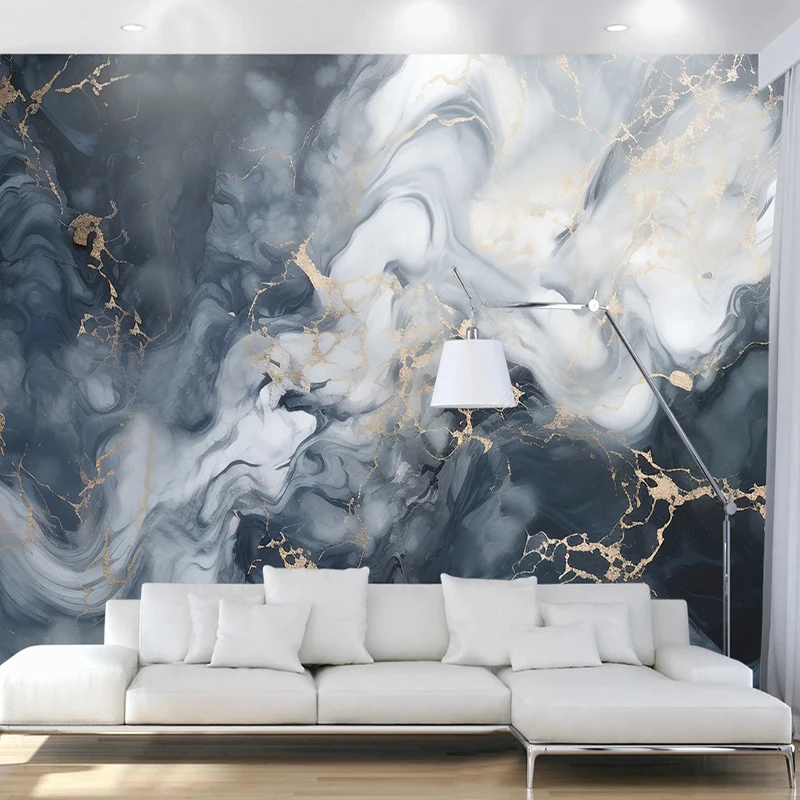 Custom Mural Wallpaper Black Gold European Black White Marble Background Wall Fresco Home Decor For Bedroom Sofa Study Sticker