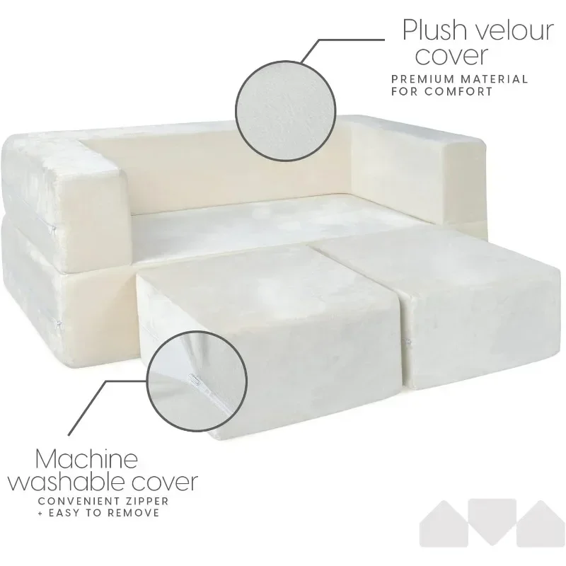 Milliard Kids Couch - Modular Kids Sofa for Toddler and Baby Playroom/Bedroom Furniture (Ivory) with Bonus Pillow