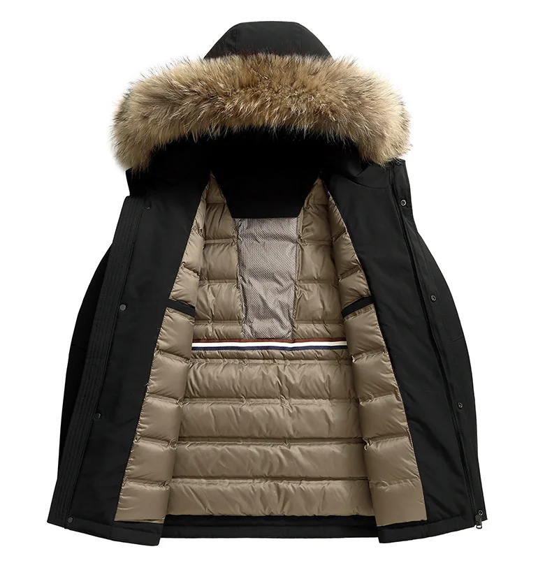 

Зимний пуховик Parker -30 градусов, мужской новый утолщенный теплый повседневный пуховик со съемным меховым воротником и капюшоном