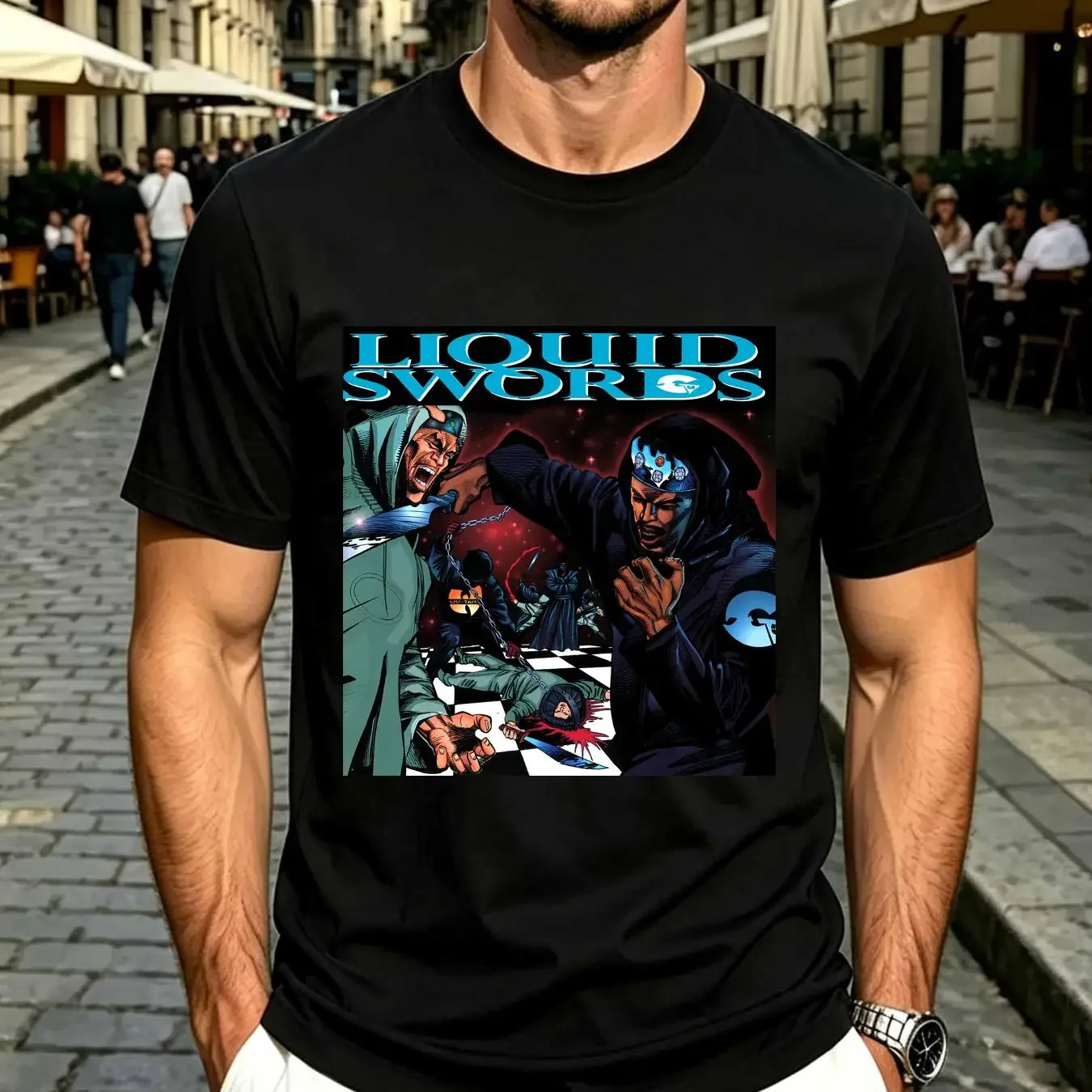 washed T Shirt Liquid Swords Album Hip Hop Rap GZA For Fan Full Size S 5XL JT8634 vintage Washed Comfortable Soft fashion