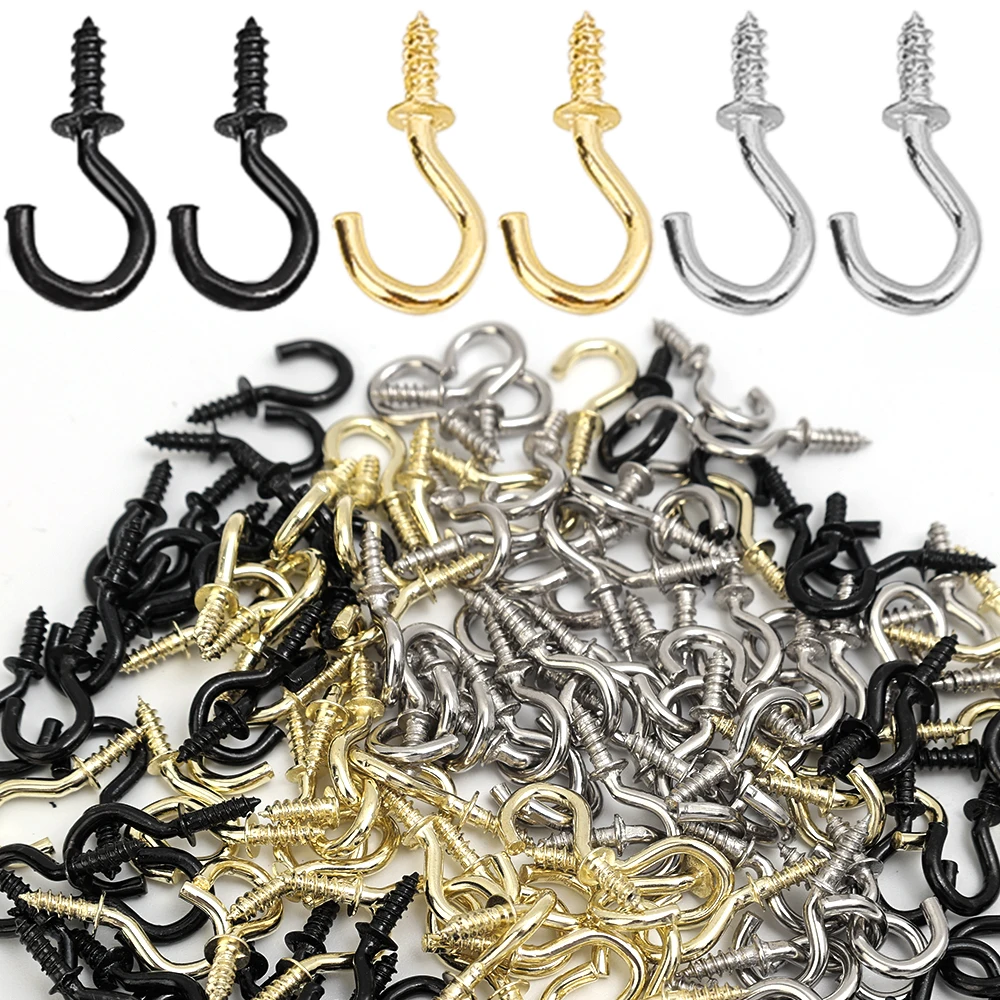 1000/50x Multifunctional Screw Hook Cup Ceiling Hooks Heavy Duty Wall Mount Plastic Dipping Iron Screw-in Hanging Plants Holders