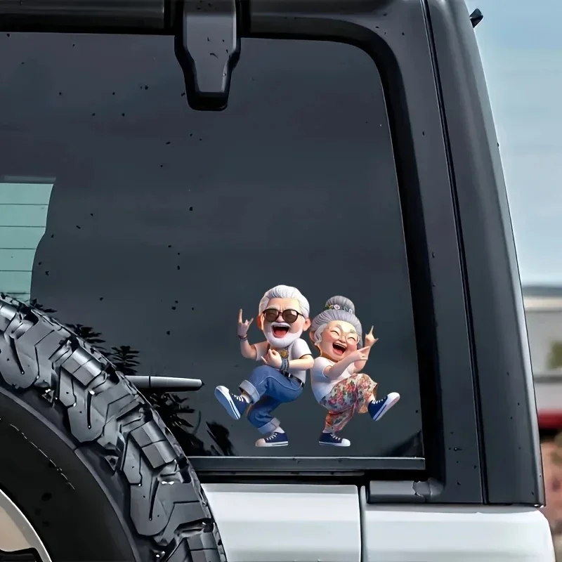 14x12cm Dancing Senior Couple Vinyl Car Sticker Funny Waterproof Decal Auto Exterior Decor