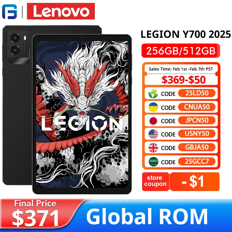 Global ROM Lenovo LEGION Y700 2025 Tablet Snapdragon 8 Gen 3 Octa Core 8.8 Inch 165Hz Display Android 14 6550mAh Battery