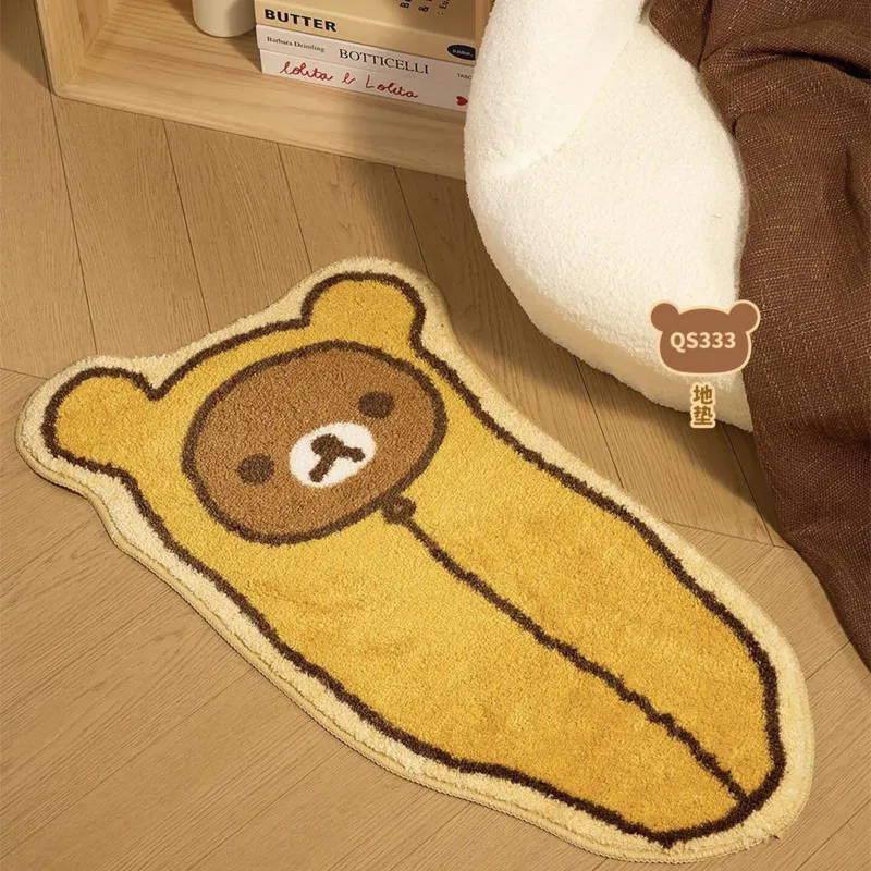 Rilakkuma Thickened Absorbent Plush Floor Mat Cartoon Bear Non Slip Door Rug Bedroom Bathroom Entrance Carpet Bedside Doormat view 6
