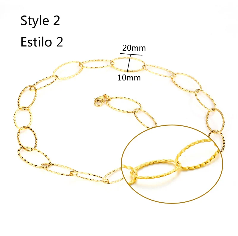 Stainless Steel Oval Rolo Gold Color DIY Bracelets For Women Unique Long O link chain silver/gold color pulseras mujer