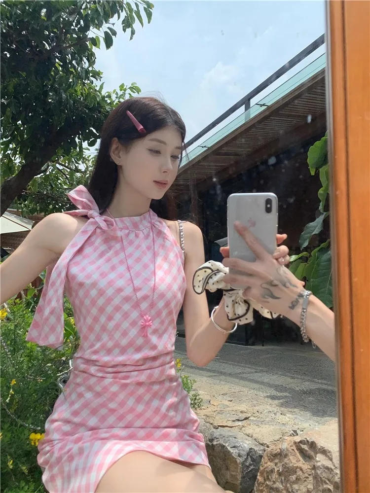 فساتين نسائية صيفية يومية بدون أكمام مشروط مكشوفة الأكتاف قصيرة جدًا Bodycon الألفية العصرية E-Girl خفيفة الوزن وأنيقة