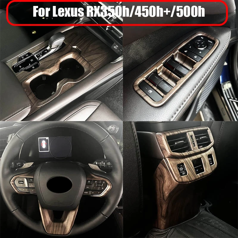 For Lexus RX350h/450h+/500h Wooden grain interior steering wheel decorative frame center shift panel