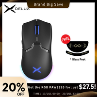 Delux M800PRO PAW3395 Wireless Gaming Mouse RGB light 26000DPI Wired Programmable Rechargeable Mice for PC Laptop Gamer