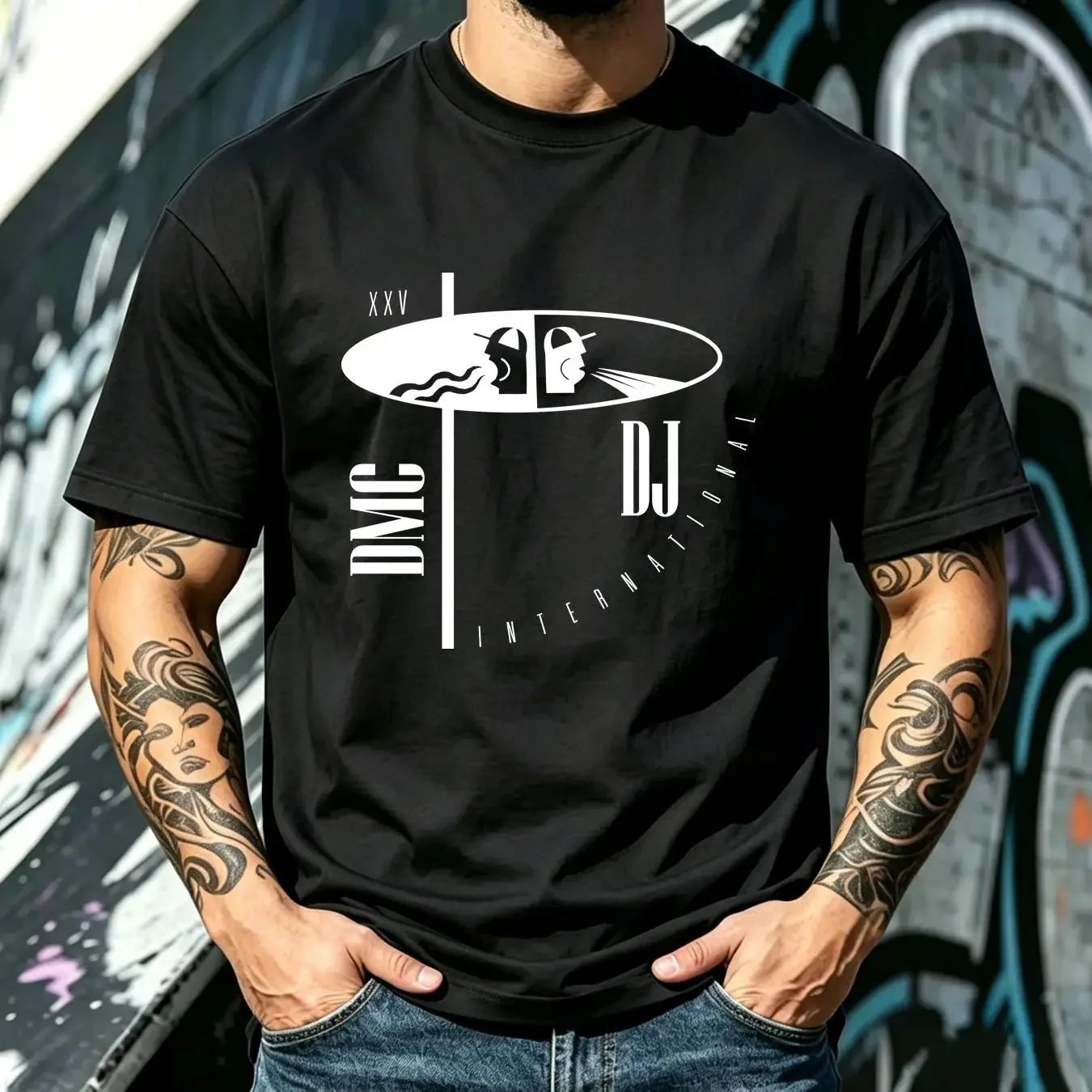 washed T Shirt DMC International DJ Competition Holiday  vintage Washed Breathable Unisex fashion Versatile