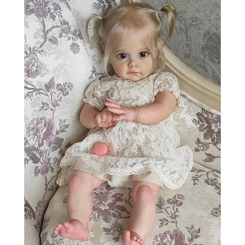 60Cm Reborn Babypop Prinses Meisje Maggie Levensechte Echte Aanraking 3d Huid Meerdere Lagen Met Hand Geworteld Haar Bebe Pop