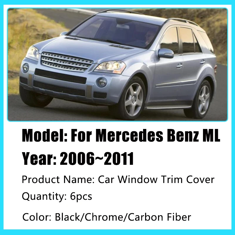 Car Sticker For Mercedes Benz ML W164 350 450 500 550 2006~2011 Window Pillar Post Door Trim B C Column Cover Glossy Accessories