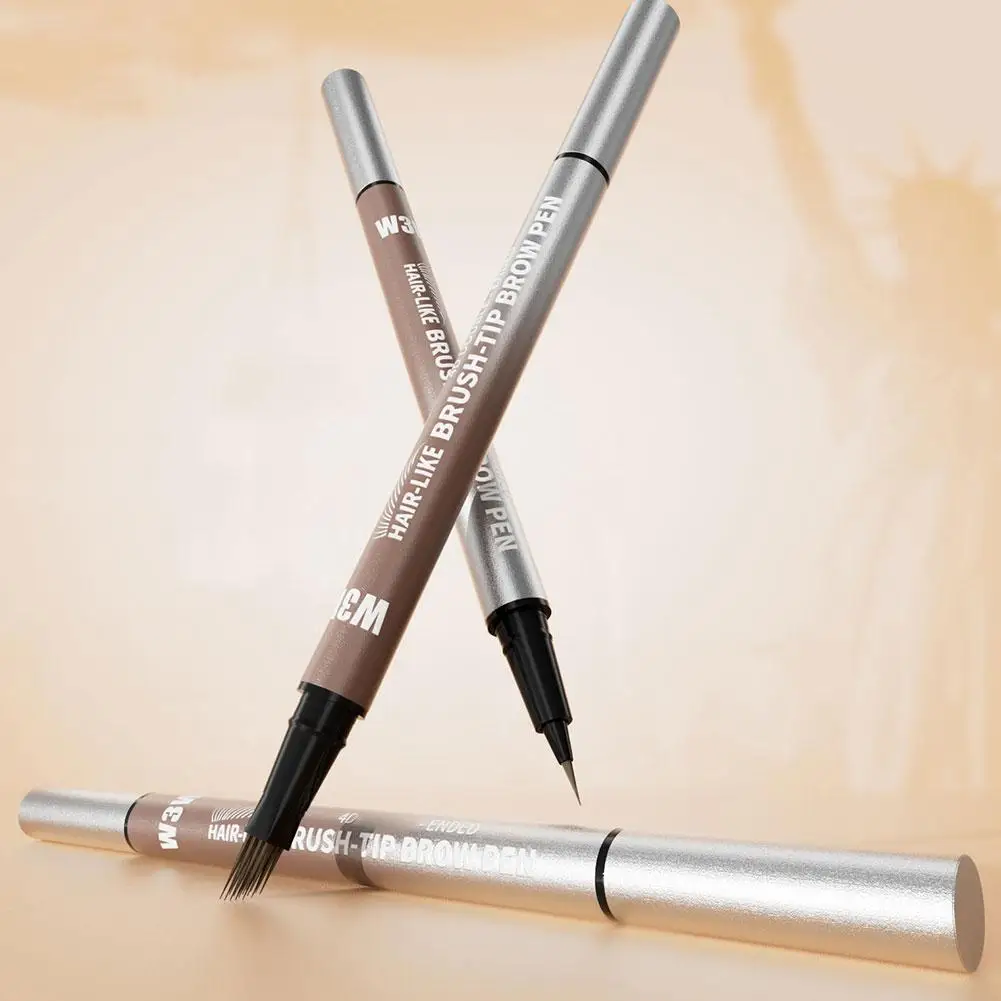 Eyebrow Pencil Waterproof Non Smudge 4D Miniature Double Head Eyebrow Pencil Eyeliner Pen 2in1 Liquid Eyebrow Pencil