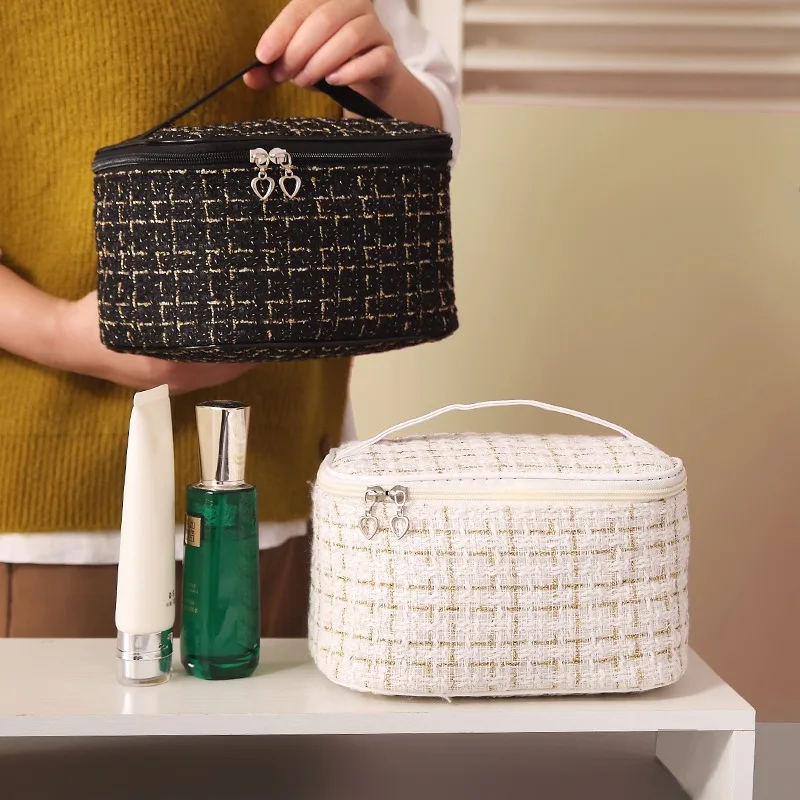 Korean-style Plaid Tote Mini Chanel Makeup Bag Large-capacity Portable Toiletry Organizer Case Travel Wholesale