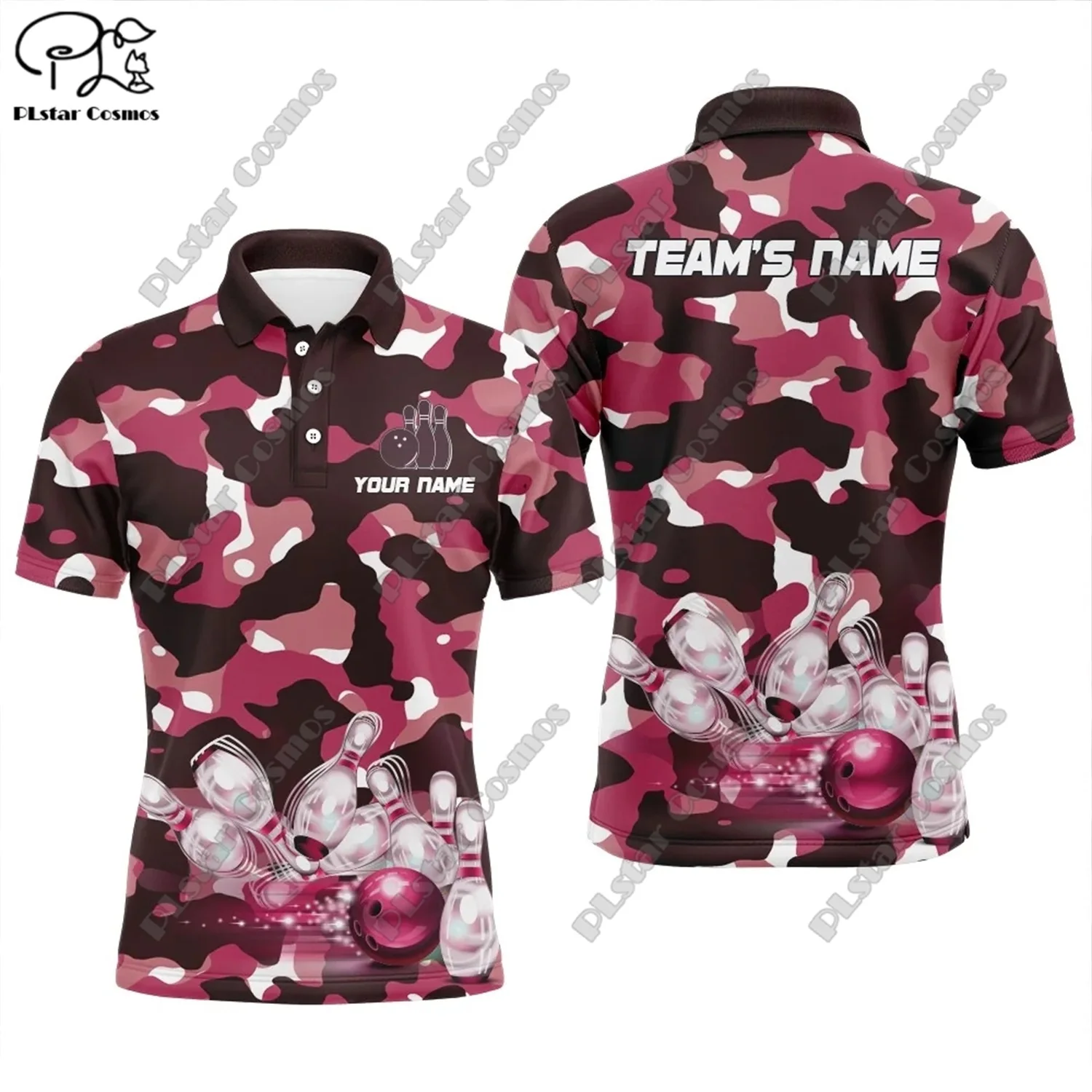 New personalized bowling team shirt 3D printed bowling pattern POLO shirt T-shirt unisex gift casual team  sports series  X-30