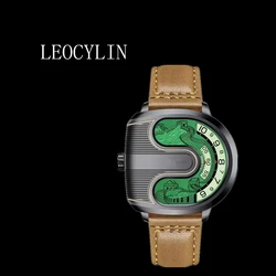 LEOCYLIN quartz watch sports fashion for men Wristwatches 41mm heart personality leisure Relogio Masculino Hardlex clock