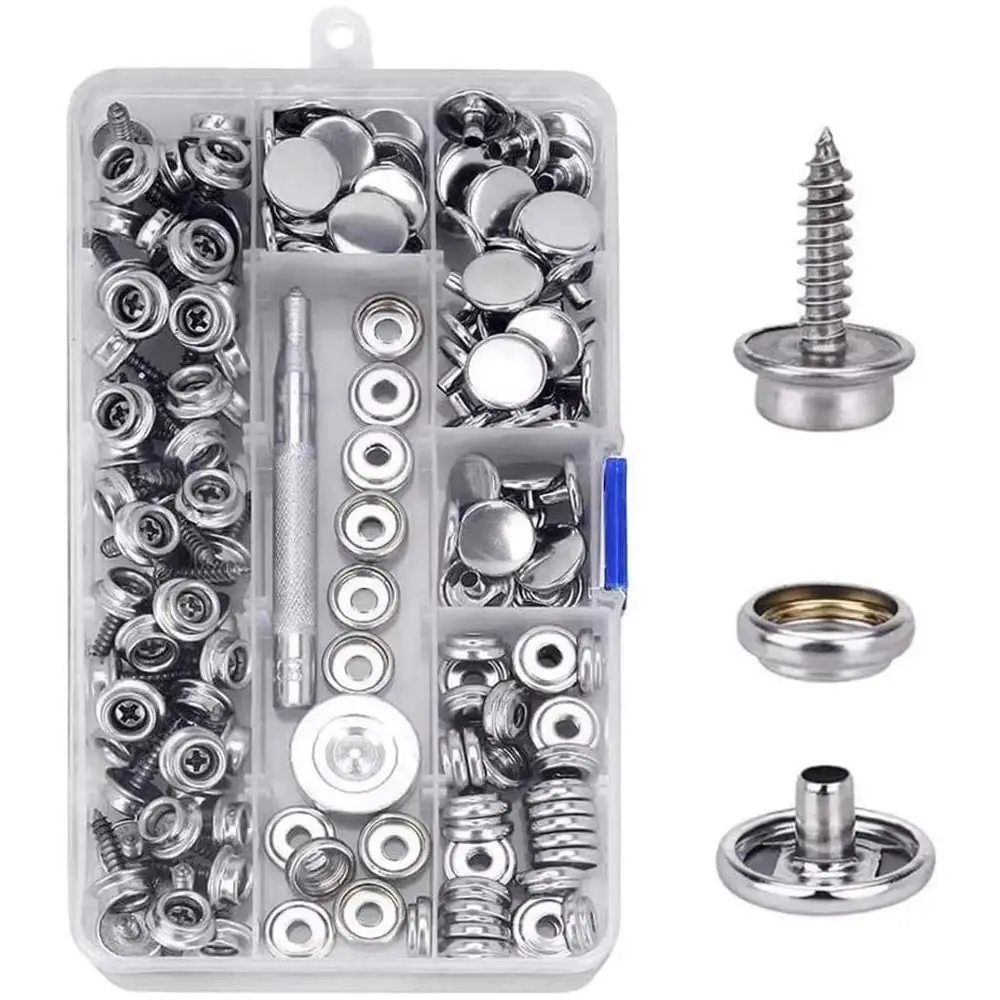 

Набор для установки кнопок-защелок на тенты: инструмент с головкой 3/8 дюйма, нержавеющая сталь, прочные крепления для лодок, 2 установочных инструмента, металлические винты