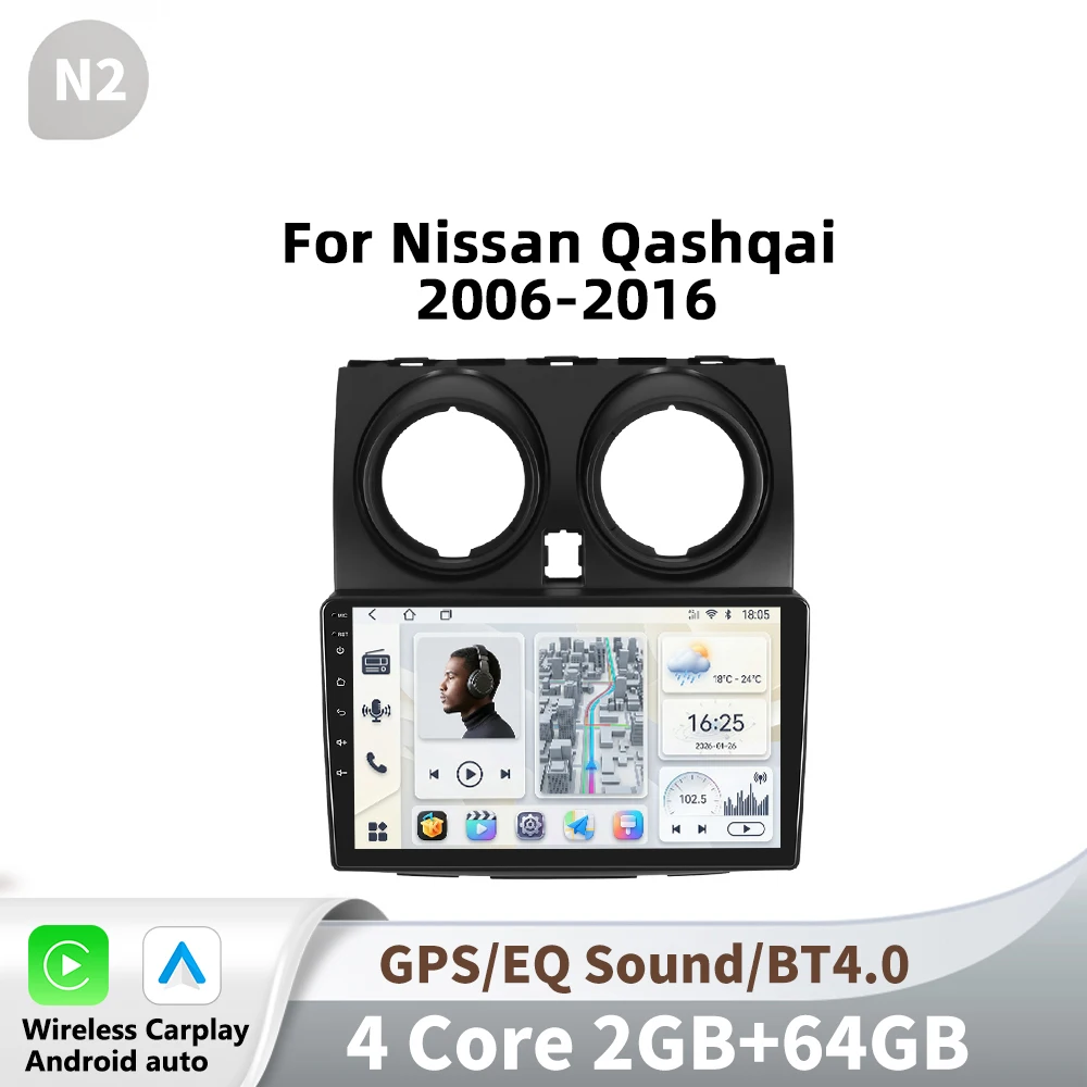 Podofo CarPlay Android Auto autoradio voor Nissan Qashqai 2006-2016 GPS intelligente systemen stereo multimediasysteem autoradio
