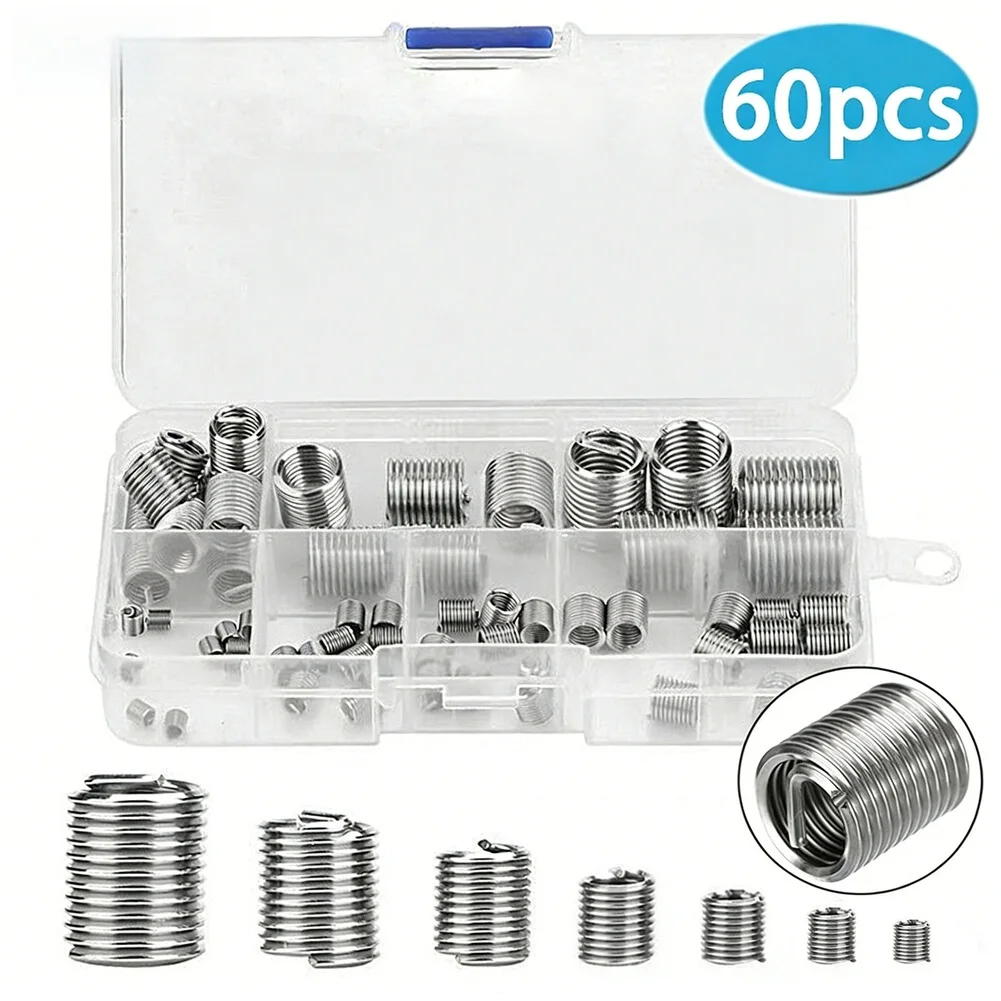 Wire Thread Insert Kit Stainless Steel 304 Grade 60pcs Threaded Sleeve Set Compatible with For M3 M5 M6 M8 M10